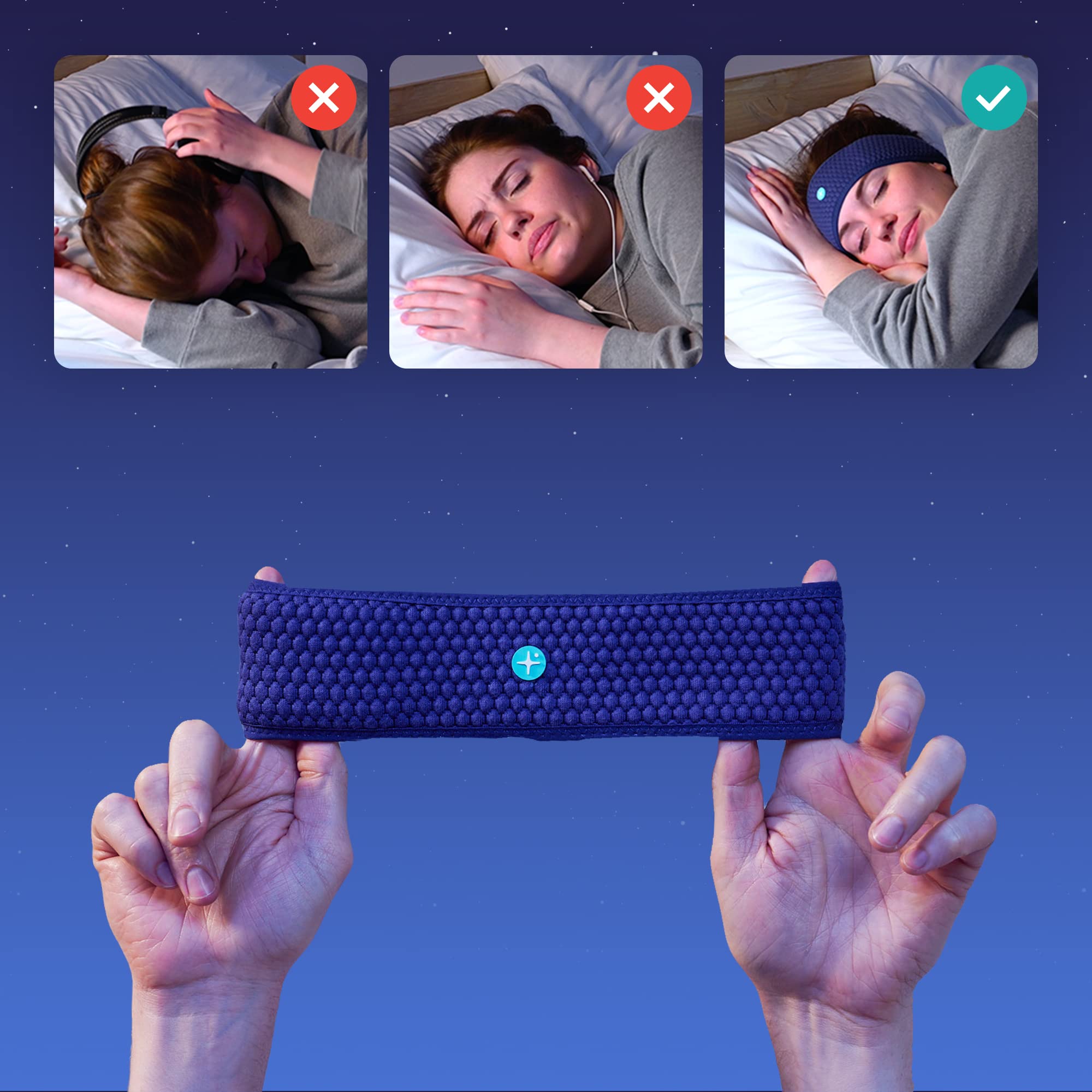 Hoom Banda innovadora para Dormir, Altavoz Bluetooth ultraplano, Cargador Incluido, Acceso Gratuito a Historias hipnóticas Creadas por Sleep Experts (Talla M-L)