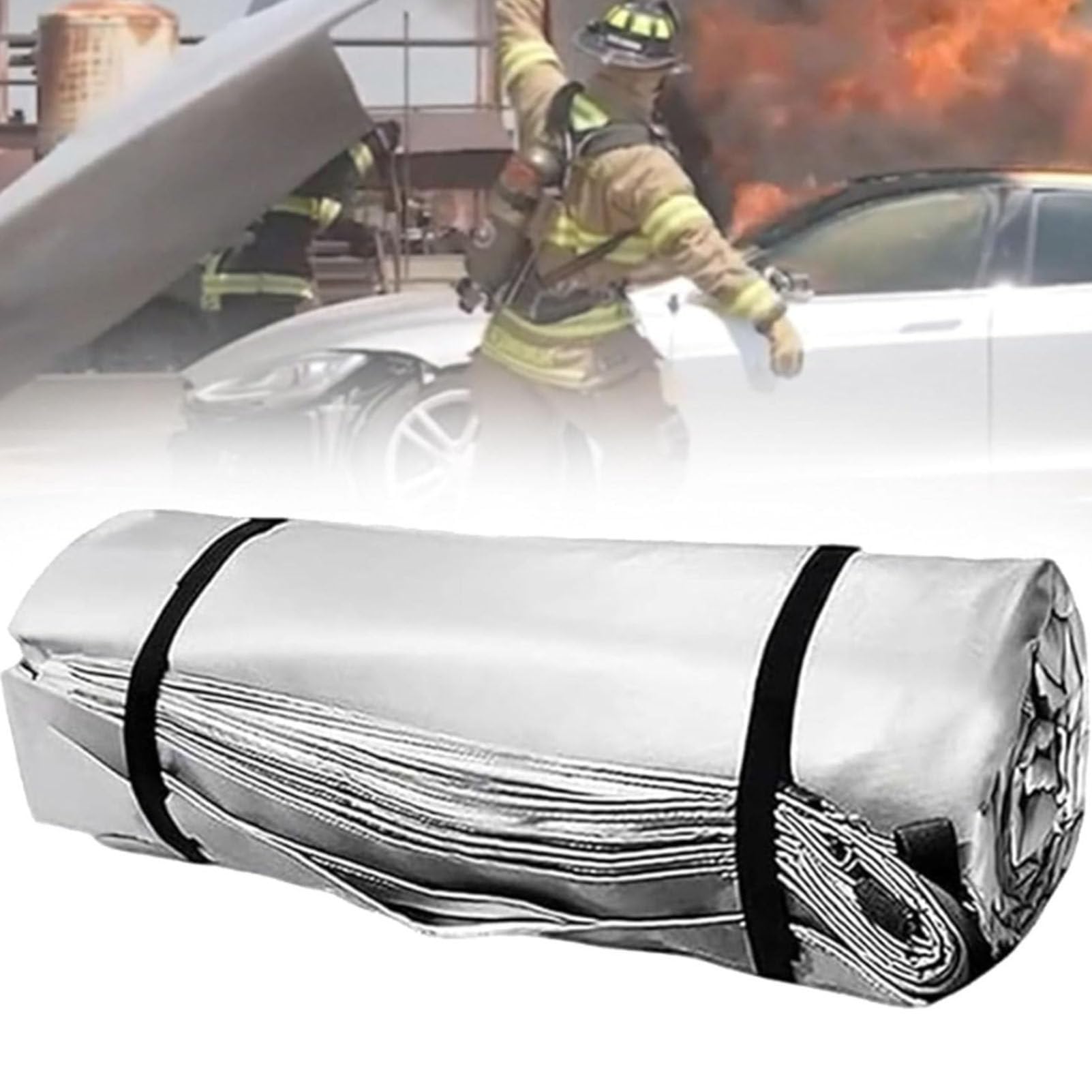 Hydravex Fire Blanket for EV Vehicles, Quick Unfolding Flame Retardant, Silicone Coated Emergency Fire Blanket, Fire Suppression Blankets for Home, Office & Caravan 4×6m