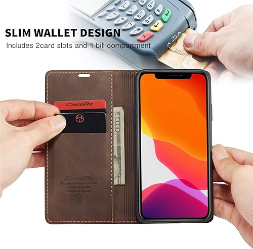 Miniatura 3 de SINIANL Funda de piel para iPhone 11 Pro Max - Funda plegable con función atril, ranura para tarjeta de crédito, cierre magnético, funda protectora