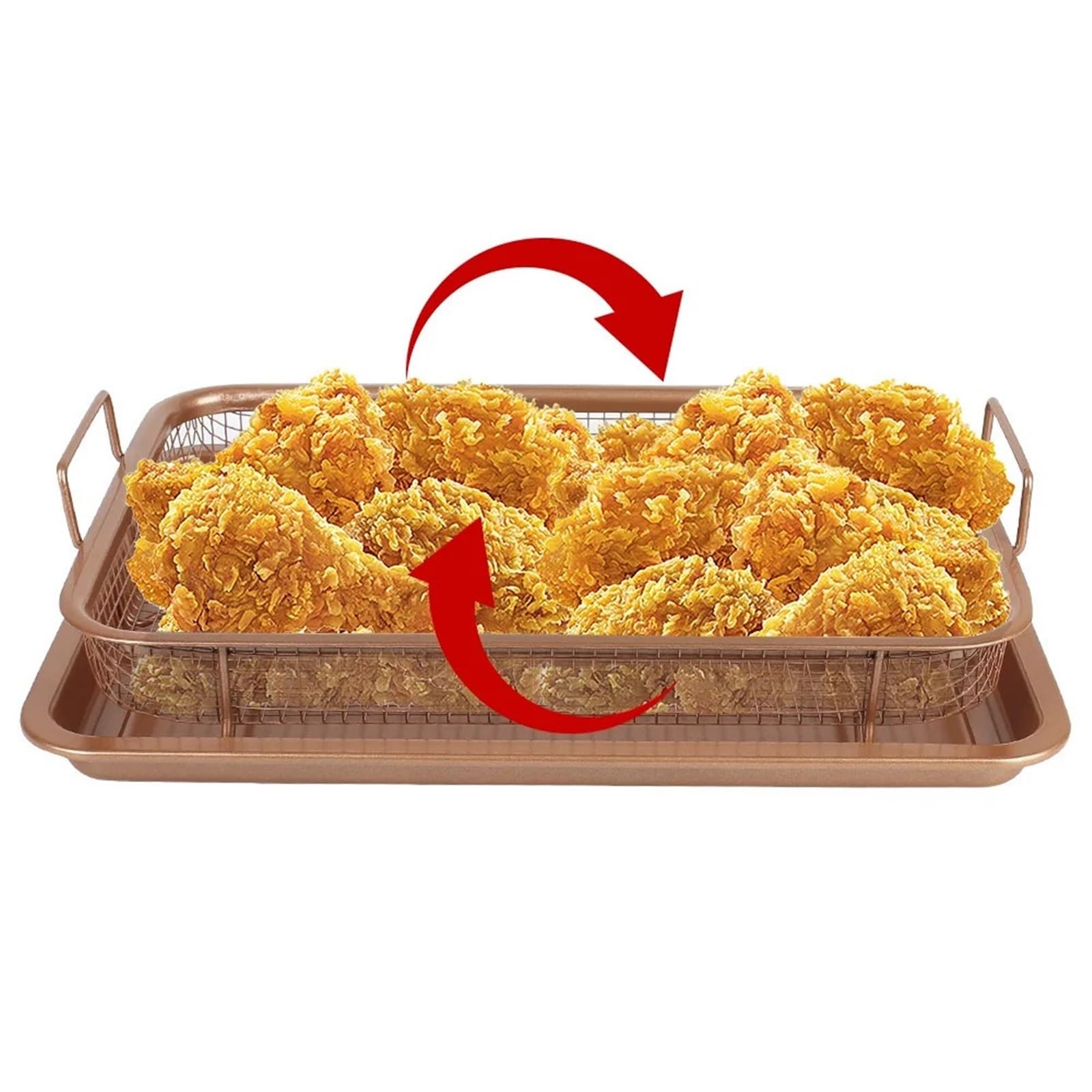 Teglia da Forno in Acciaio Inox, cestello Antiaderente per Patatine Fritte, Padella per friggere l'olio, griglia Croccante, per Forno, friggitrice ad Aria, Barbecue