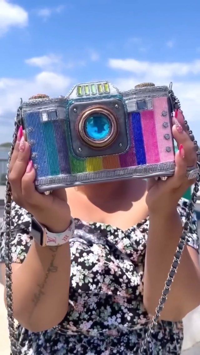 Amazon.com: Mary Frances Life in Color Beaded Handbag, Camera