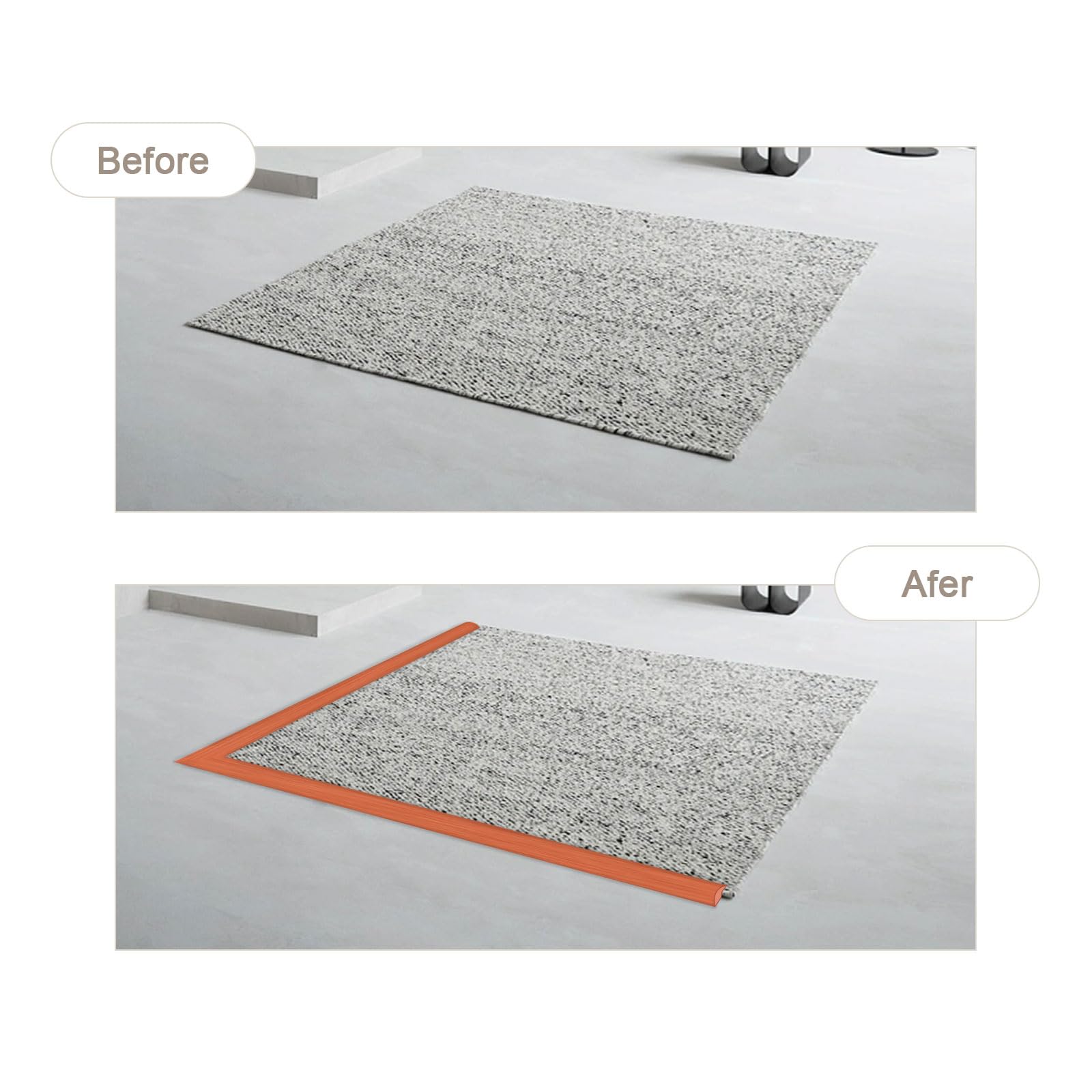 100cm Striscia di Soglia, Strisce di Rivestimento per Porte per Tappeti, Strisce Divisorie Autoadesive per Pavimenti a Soglia con Moquette, Altezza di Transizione Inferiore a 5 mm (Teak)