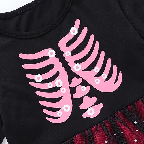 Miniatura 4 de HILEELANG Vestido de fiesta de Halloween para niña, de manga larga, tutú de tul, vestido de fiesta de princesa