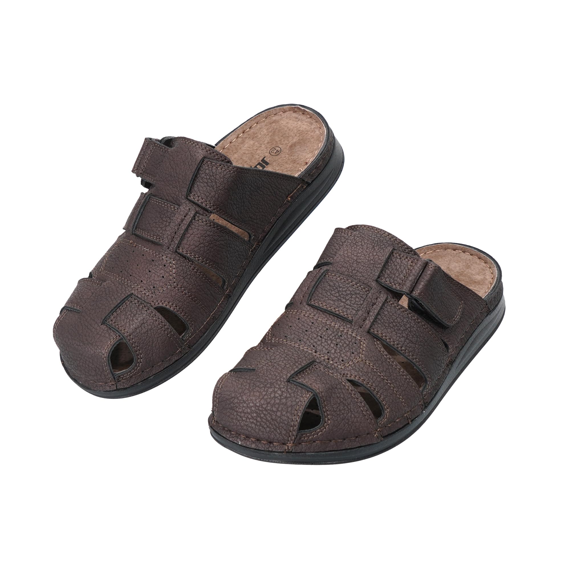 JOMIX Sandalias Hombre Zuecos Punta Cerrada con Tira Ajustable, Calzado de Verano Transpirable con Tacón Plano para Playa, Jardín y Diario