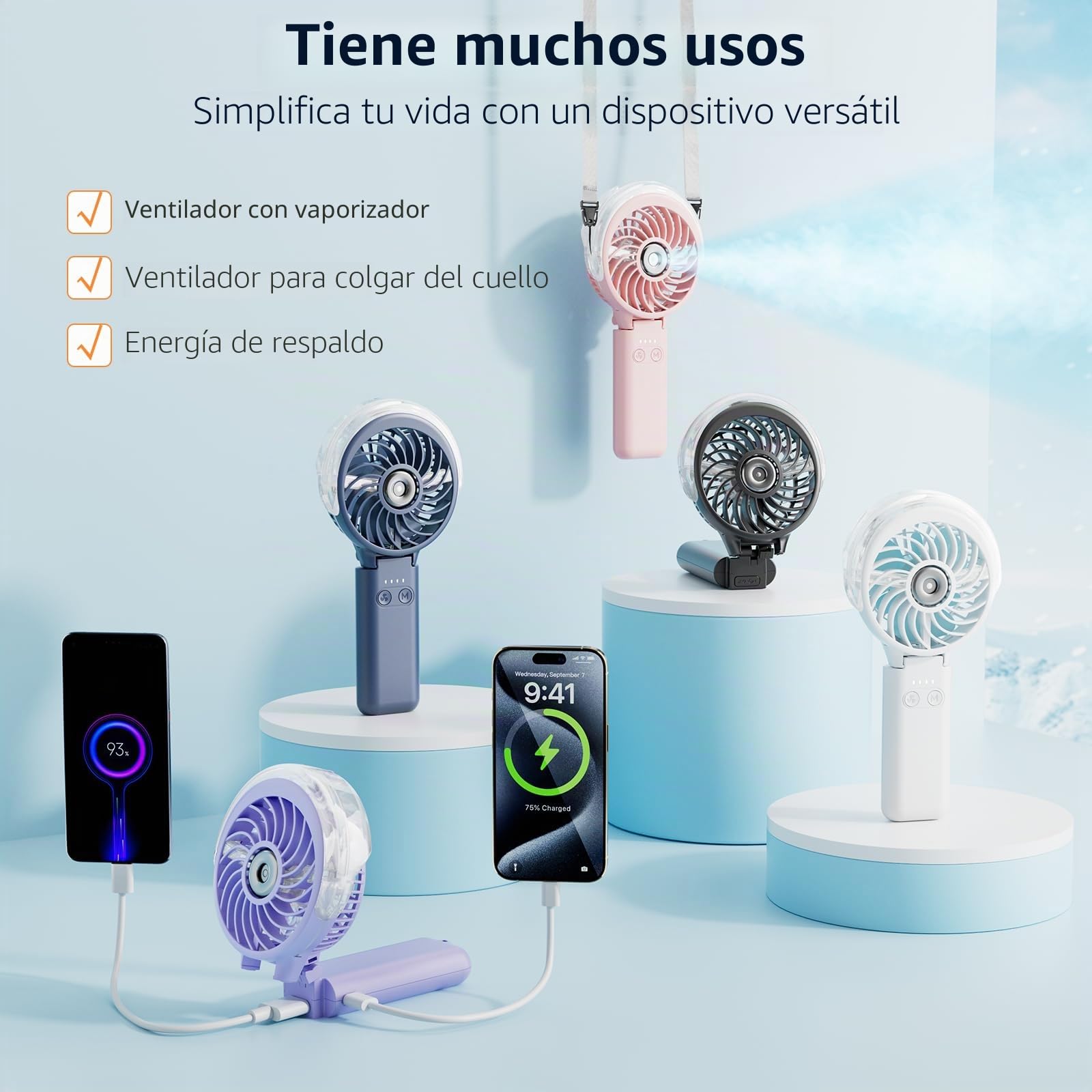 HandFan Ventilador de niebla de 5200 mAh (morado claro)