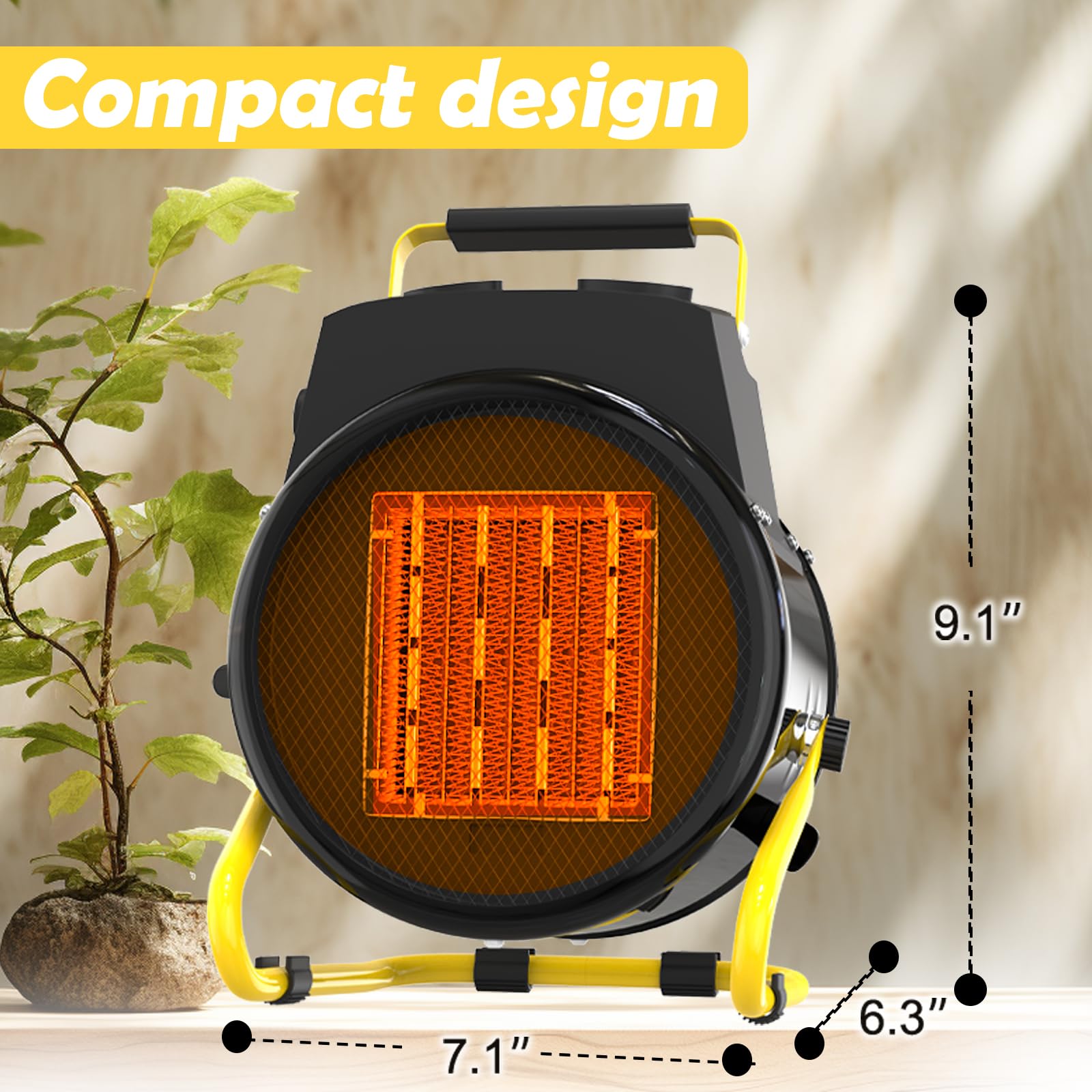 Small Heater Greenhouse Heater, 1500W Fast Heating With Overheat