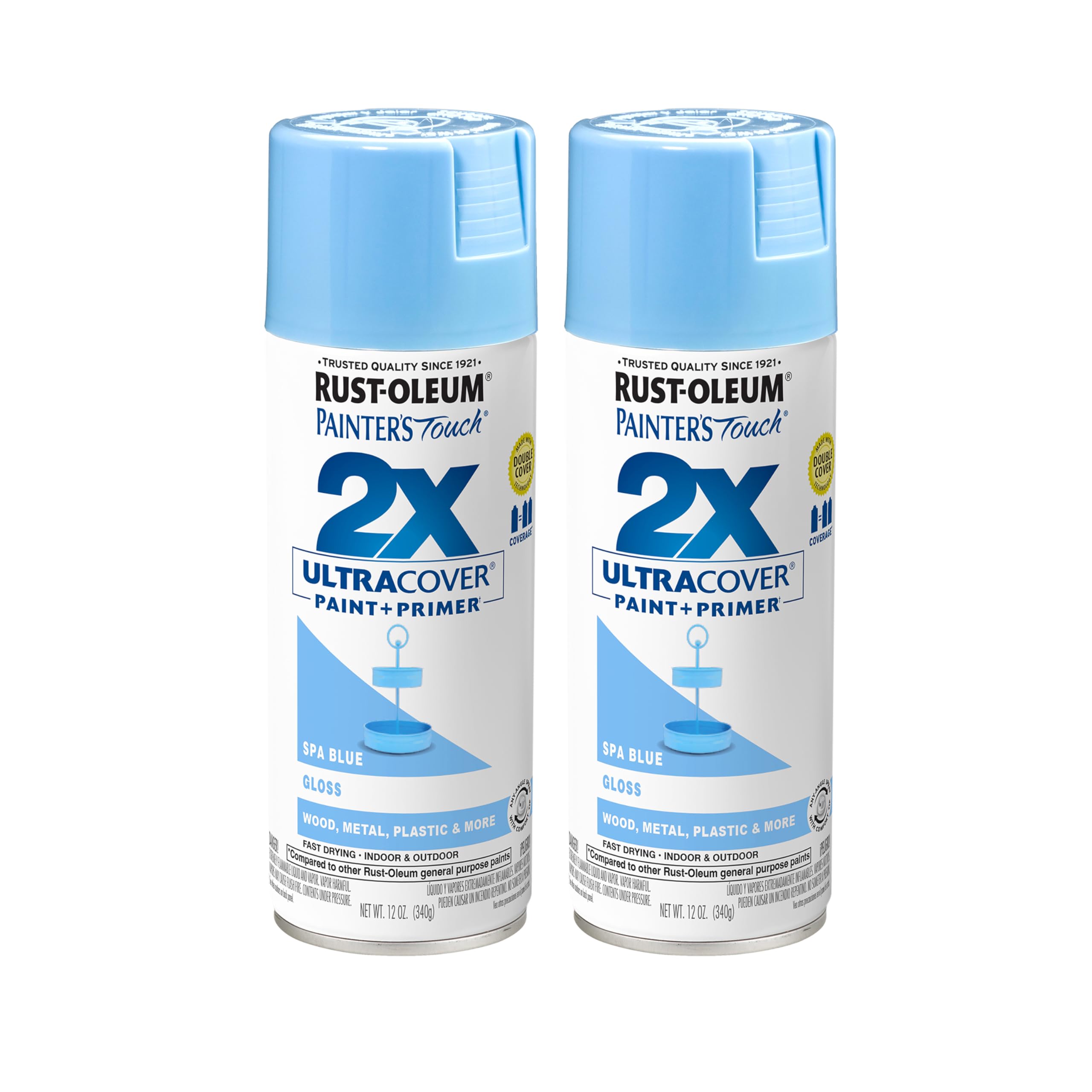 Rust-Oleum Painter's Touch 2X Ultra Cover Spray Paint, Gloss Spa Blue