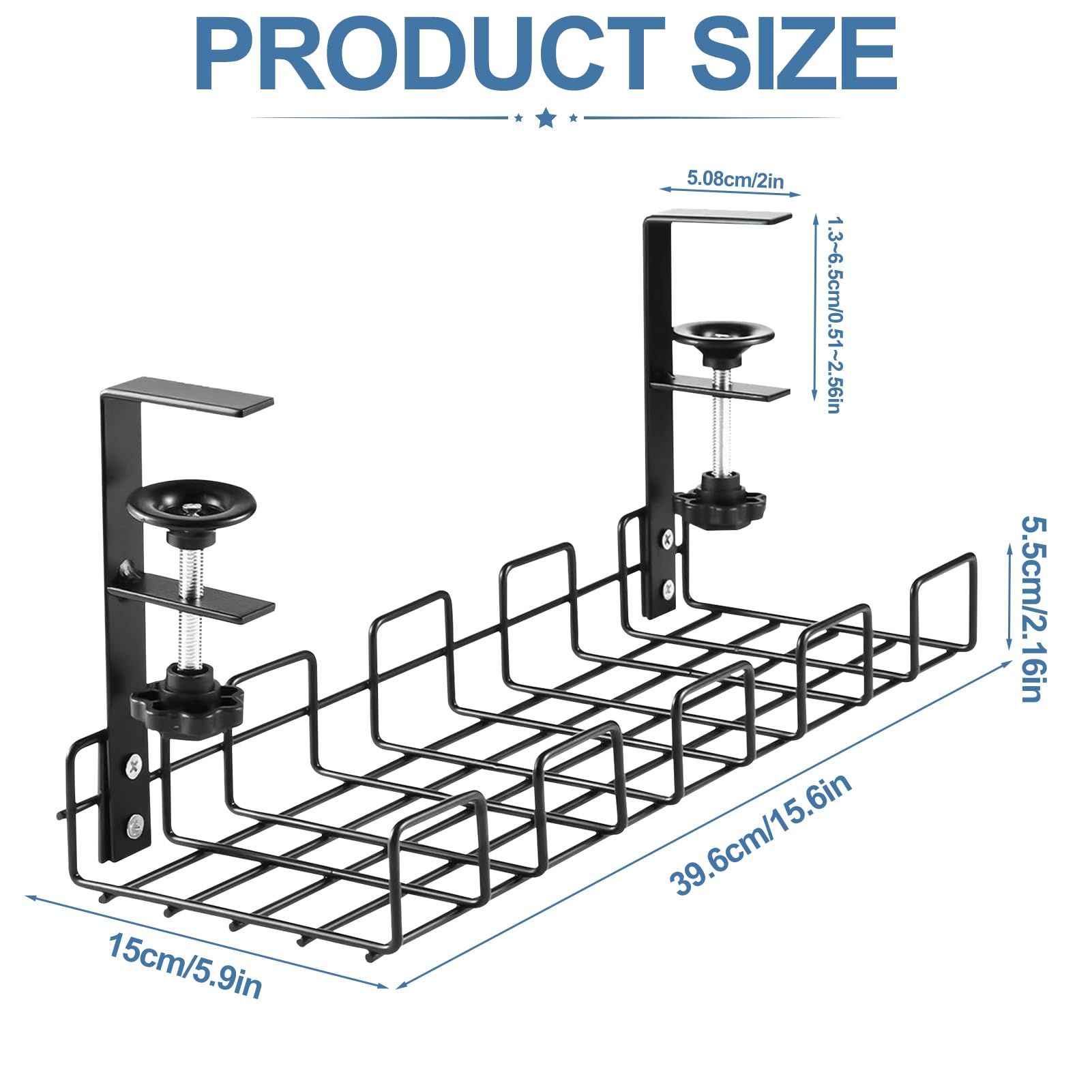 Schreibtisch Kabelkanal für ordentlicher Kabelmanagement, Kabellwanne für kabelorganisation am Arbeitsplatz, Tray for Home Office Cable Management Under Desk, Kabel Organizer, Schwarz (2 Stück)