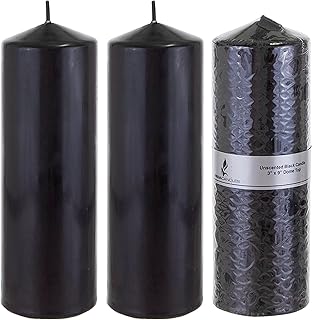 Mega Candles 3 pcs Unscented Black Round Pillar Candle, Pressed Premium Wax Candles 3 Inch x 9 Inch, Home DÃ©cor, Wedding Receptions, Baby Showers, Birthdays, Celebrations, Party Favors & More