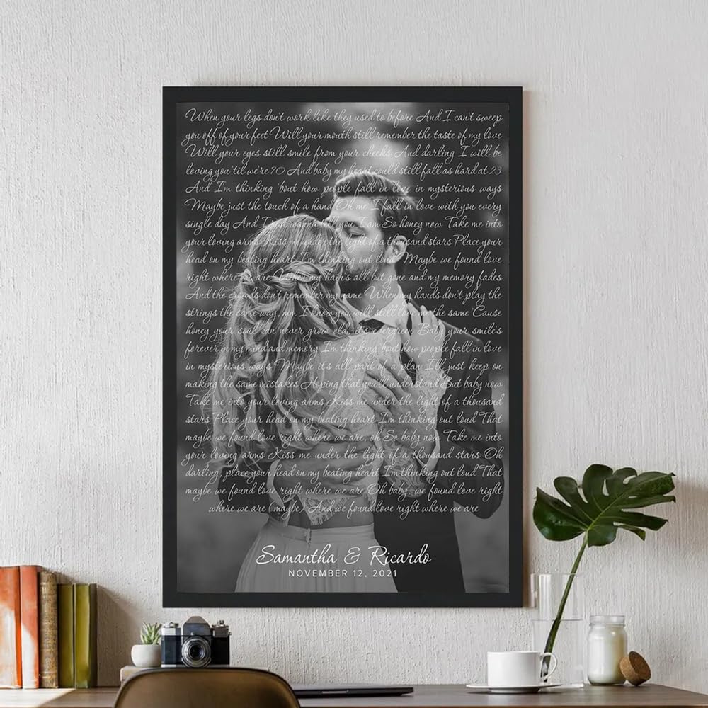 Wedding Song Lyrics with Photo Personalized First Dance Favorite Song Canvas Print 1st Anniversary Custom Sign Framed valentine gifts