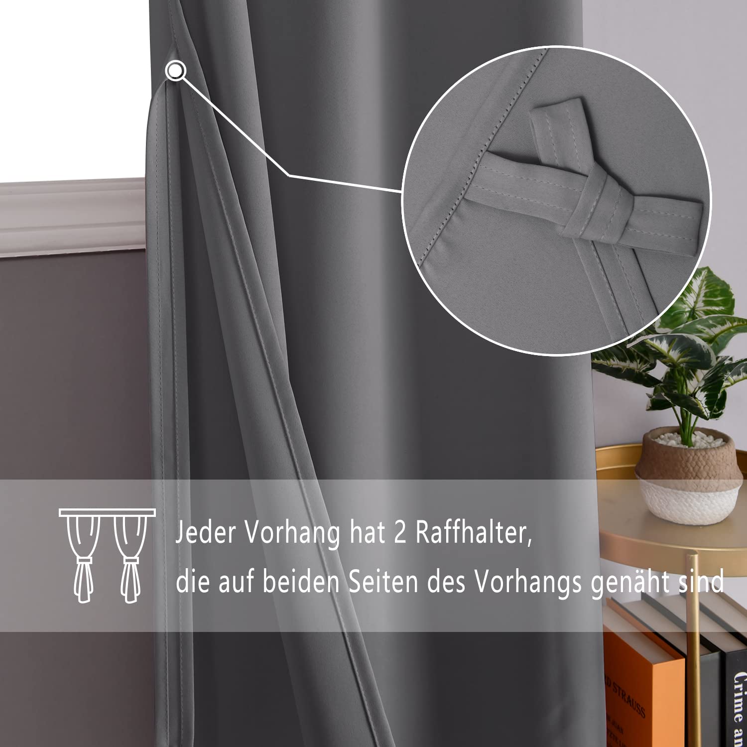 DWCN Cortinas Salon Opacas con Alzapaños Cortinas 2 Piezas Cortinas Opacas Termicas Aislantes Frio y Calor con Ojales, 167x228 CM (Ancho x Alto), Gris
