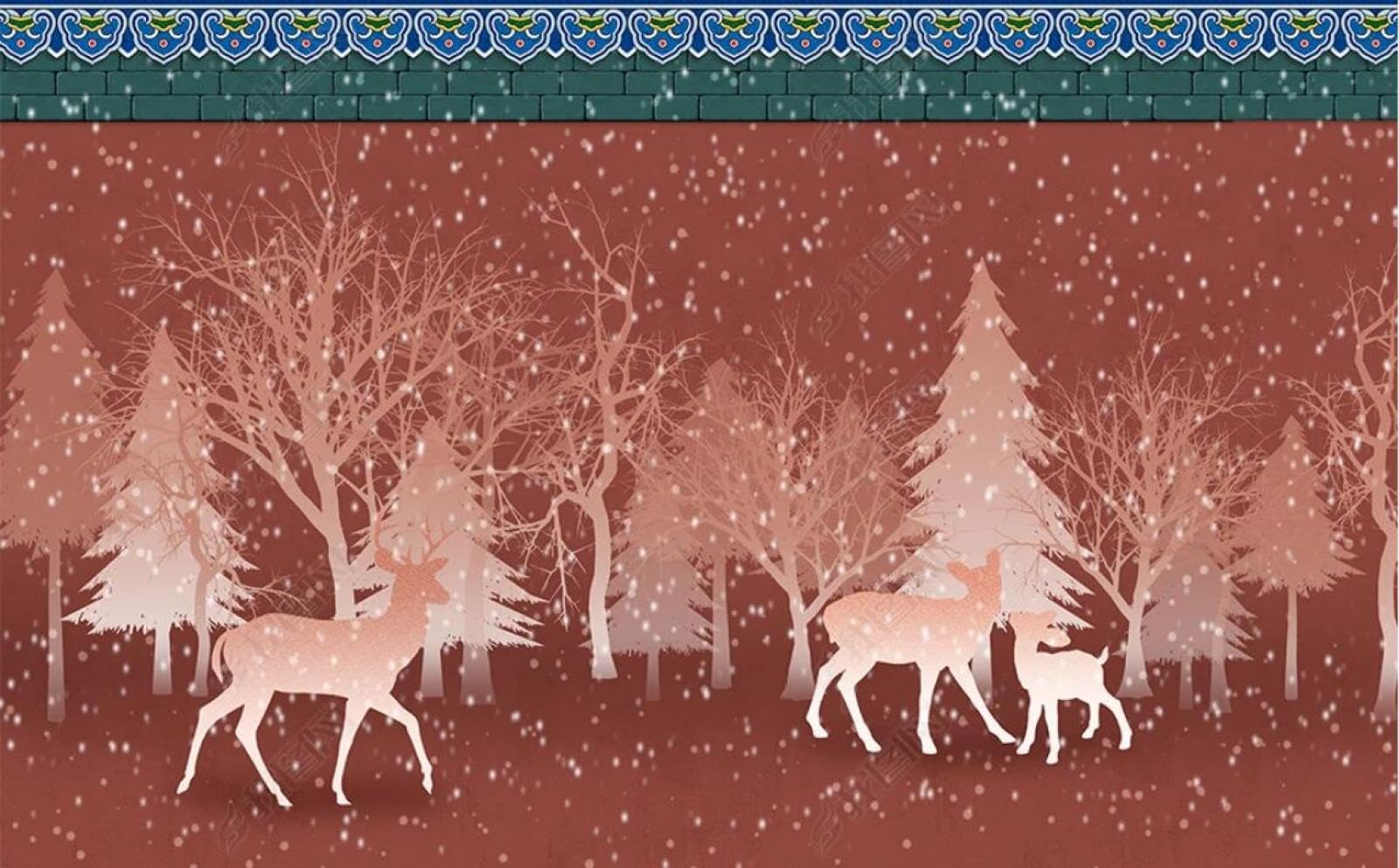 Papier peint panoramique neige des bois transformez votre salon en forêt d'hiver 350x250cm