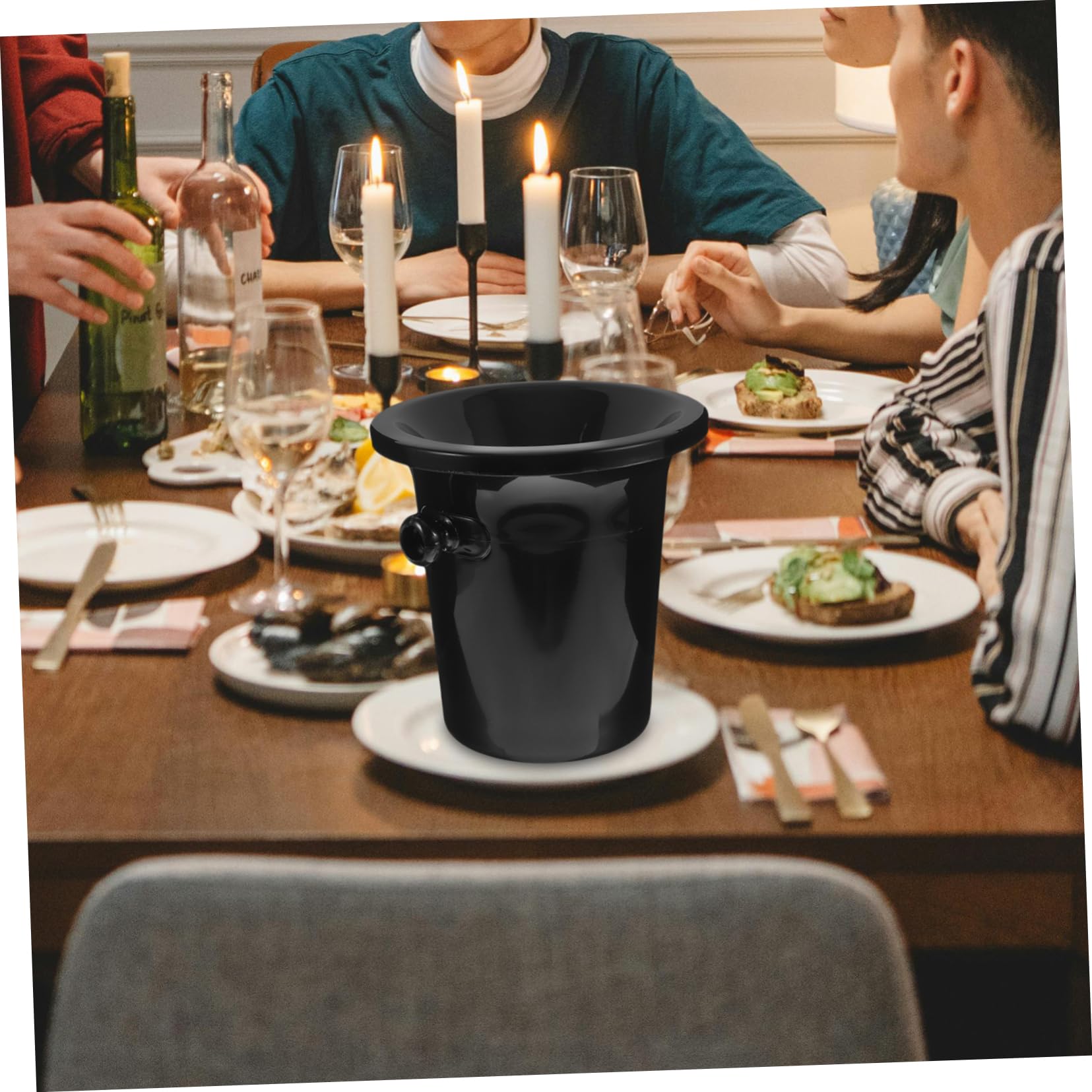 Lot De 4 Crachoirs Ronds à Vin Avec Double Oreilles - Seaux à Glace Noir Pour Dégustation