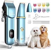 FuzzyFix Dog Grooming Kit: Cordless Clippers for Thick Curly Coats, Low Noise Professional Trimmer for Dogs Cats Face Paws Ears