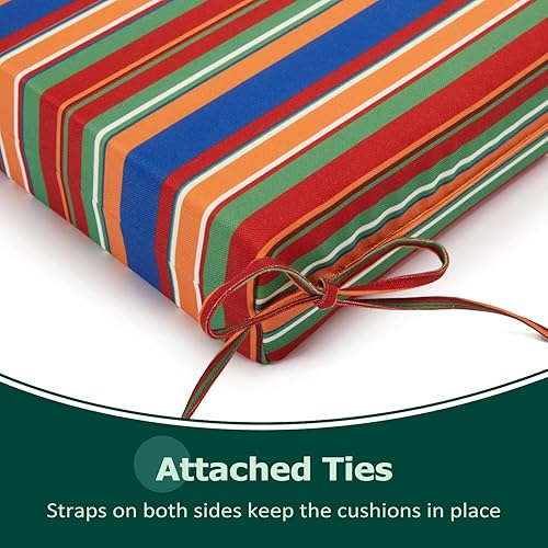 Miniatura 4 de HARBOREST Cojín de asiento cuadrado impermeable para exteriores e interiores, cojines de muebles de patio con lazos, 18.5 x 16 x 3 pulgadas, paquete