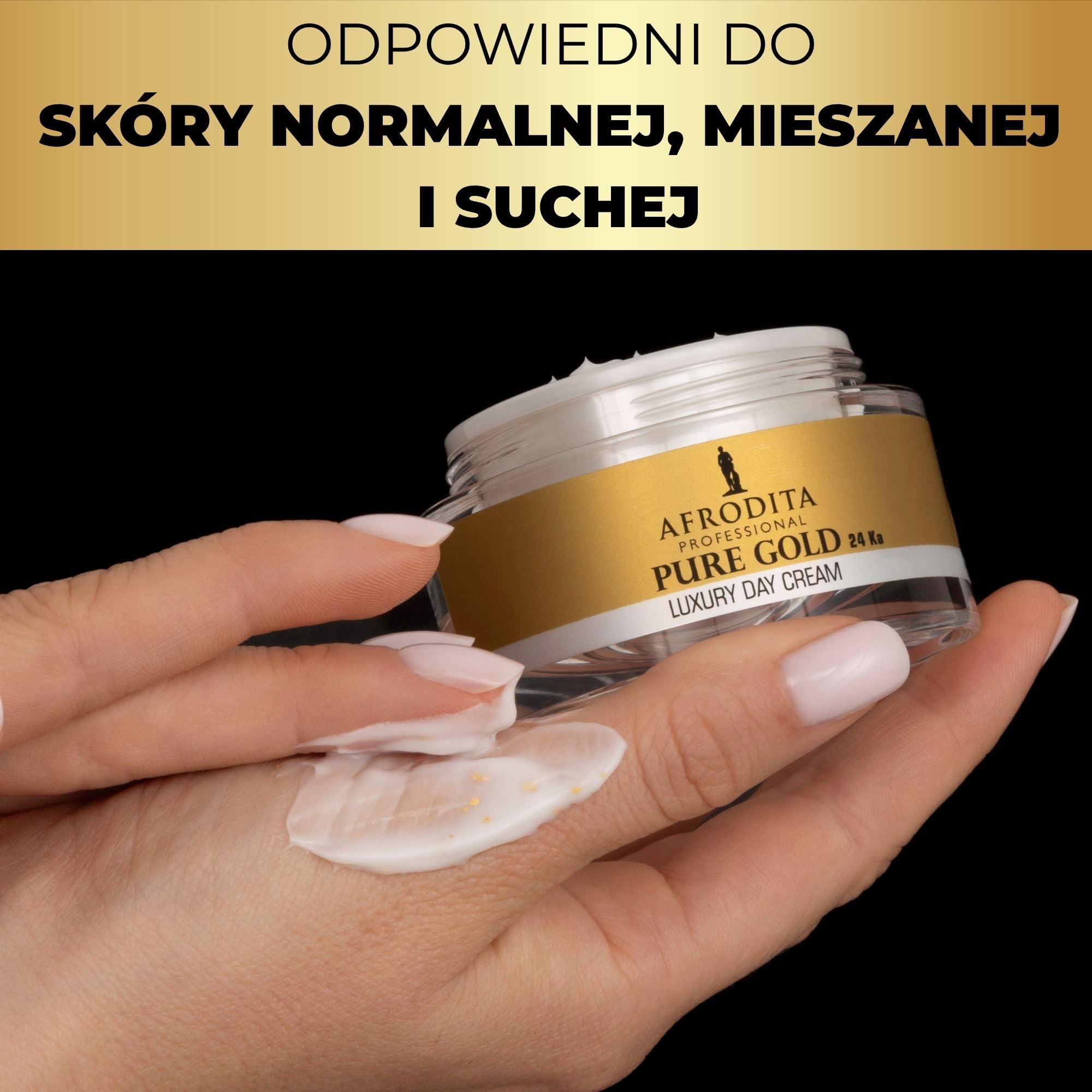 Afrodita Professional Pure Gold 24 Ka luksusowy krem na dzień l 50 ml l wydajna formuła przeciwstarzeniowa z cząsteczkami czystego 24-karatowego złota