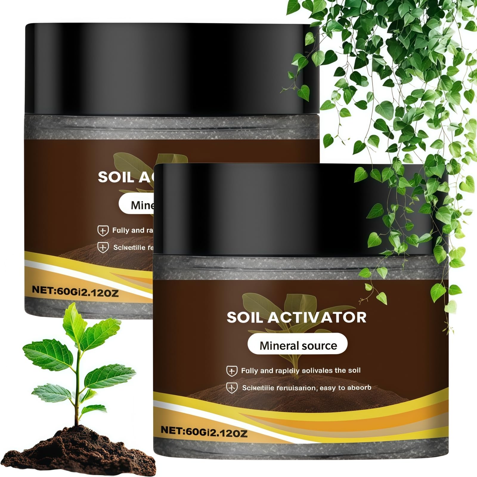 2PCS Soil Pro Activator,Plant Nutrient Solution,Soil Activator for Plants,Natural Mi/neral So-il Revitalizer for Garden,Plant Growth Promoter and Root Enhancer,Prevents So-il Compaction,Easy Use