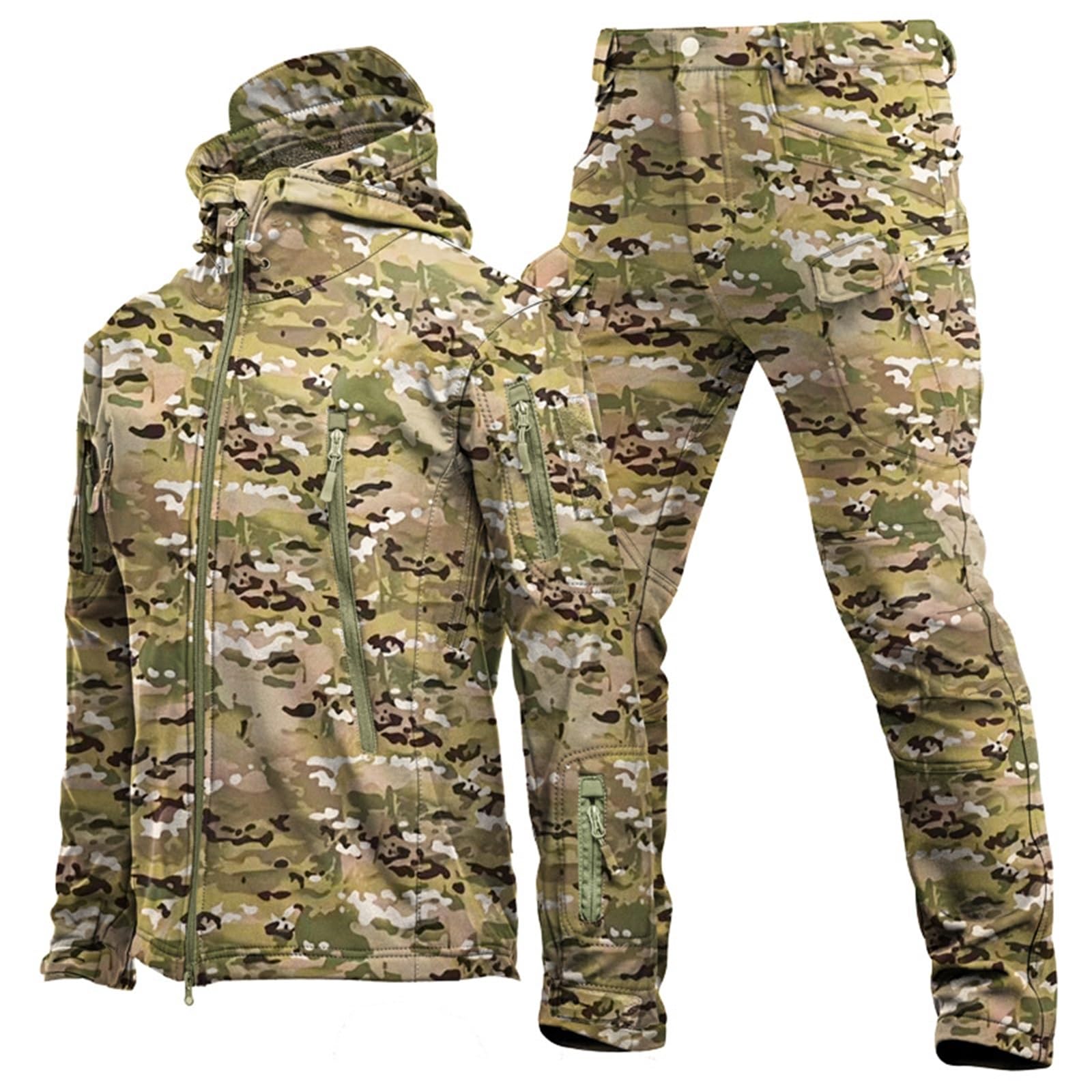 CLSQLXYJZC Tute Da Neve Per Sport All'aria Aperta Da Uomo, Set Giacca E Pantaloni Con Cappuccio Antivento Impermeabile Mimetico Invernale, Con Fascia Da Braccio E Tuta Da Sci Da Snowboard