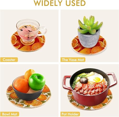 Miniatura 295 de Trivets for Hot Dishes Pots and Pans 2 PC Pot Holders Heat Resistant Cotton Round Potholders for Kitchen Countertop Decorative Autumn Maple Leaves