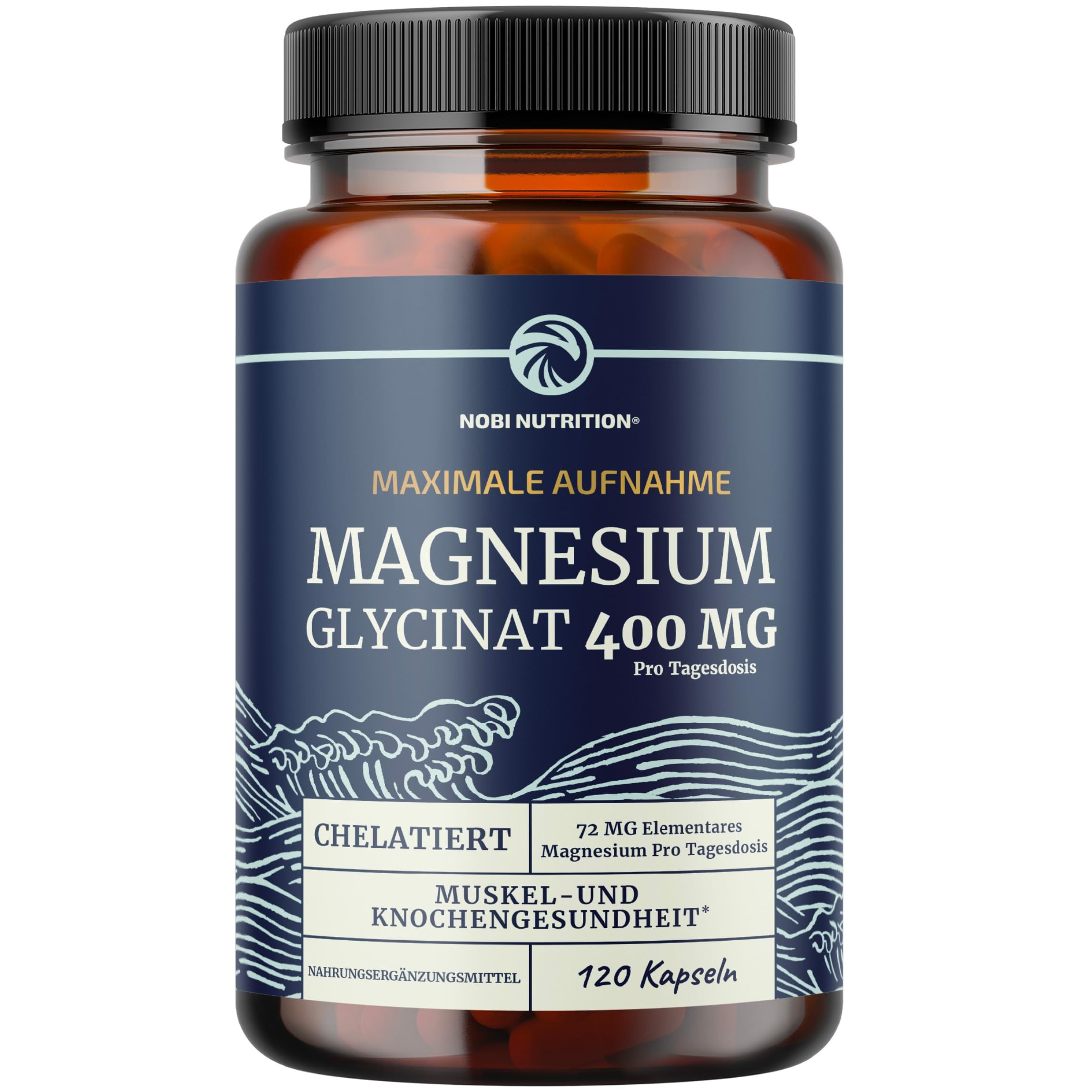 Magnesiumglycinat 400 mg | zur Unterstützung von Muskeln, Knochen, Herz, Nerven, Schlaf & Entspannung | Unterstützt innere Ruhe bei Frauen & Männern | Sehr gut absorbierbares | 120 Kapseln