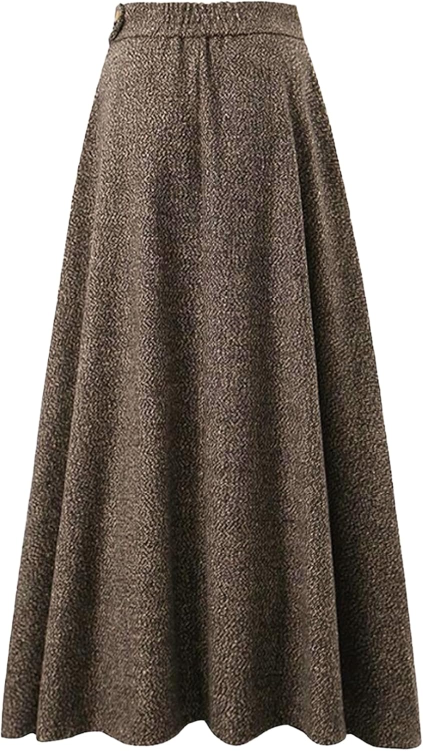 Choies Women Winter Skirt,Aline Long Fall Skirt with Pockets and High Elastic Wasit - Image 4