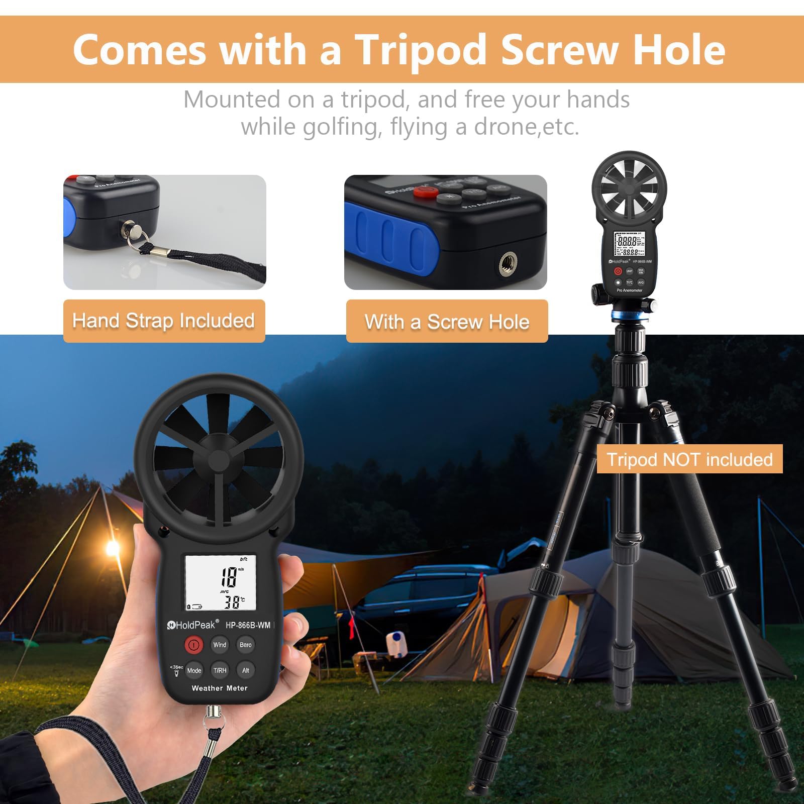 Digitaler Windmesser Anemometer Handheld für Windgeschwindigkeit Temperatur Feuchtigkeit Drohnenflug HVAC