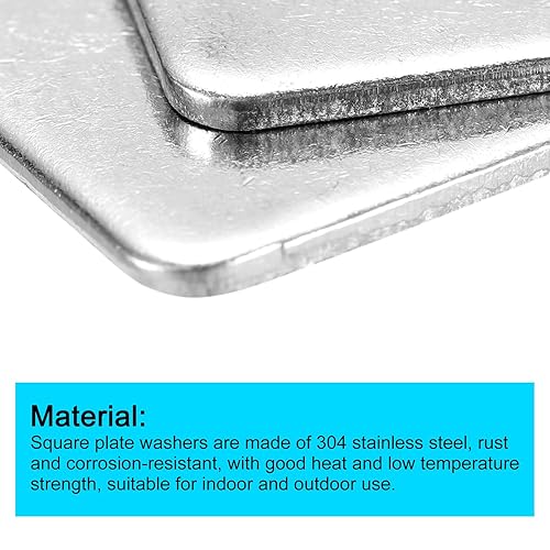 Miniatura 19 de uxcell Arandela cuadrada, 20 piezas M5x20x20x1.0.197 in 304 arandelas de placa cuadrada de acero inoxidable 304 Junta espaciadora de almohadilla