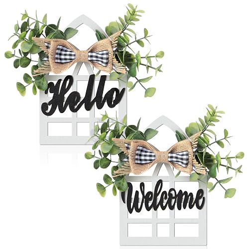 2 Pcs Farmhouse Window Tiered Tray Decorations, Rustic Arch Wood