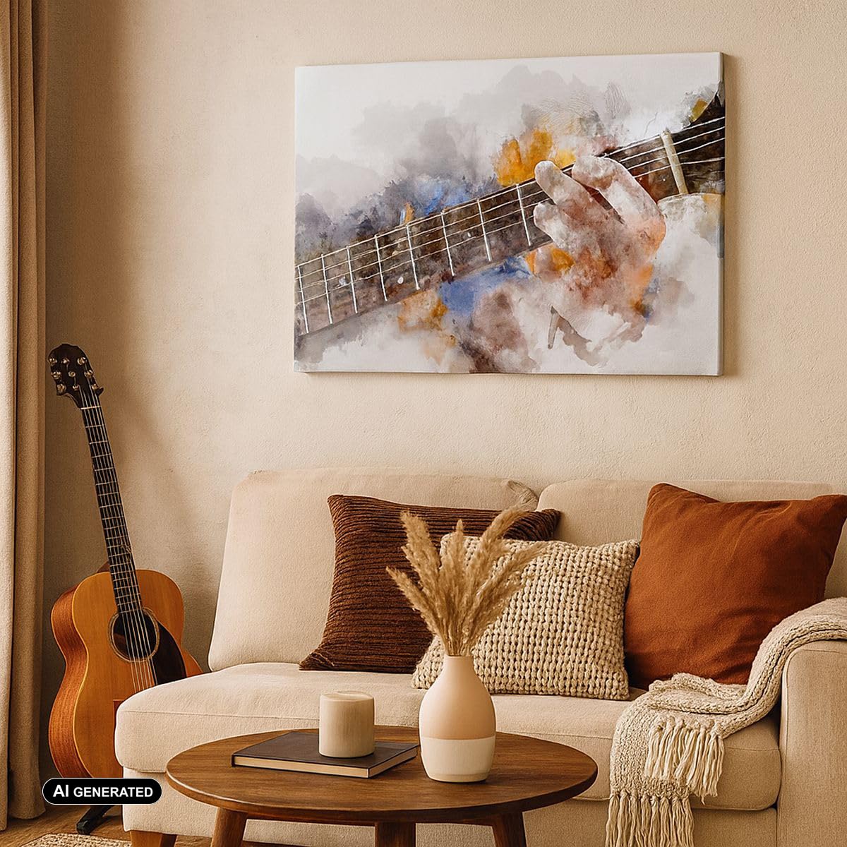 Lienzo Decorativo 120x80cm Moderno Horizontal Cultura Personas - 3448 | Guitarra Música Cuadro sobre Lienzo Grande Arte mural Decoración del Hogar Salón Dormitorio Cocina Oficina Cuadros de Pared