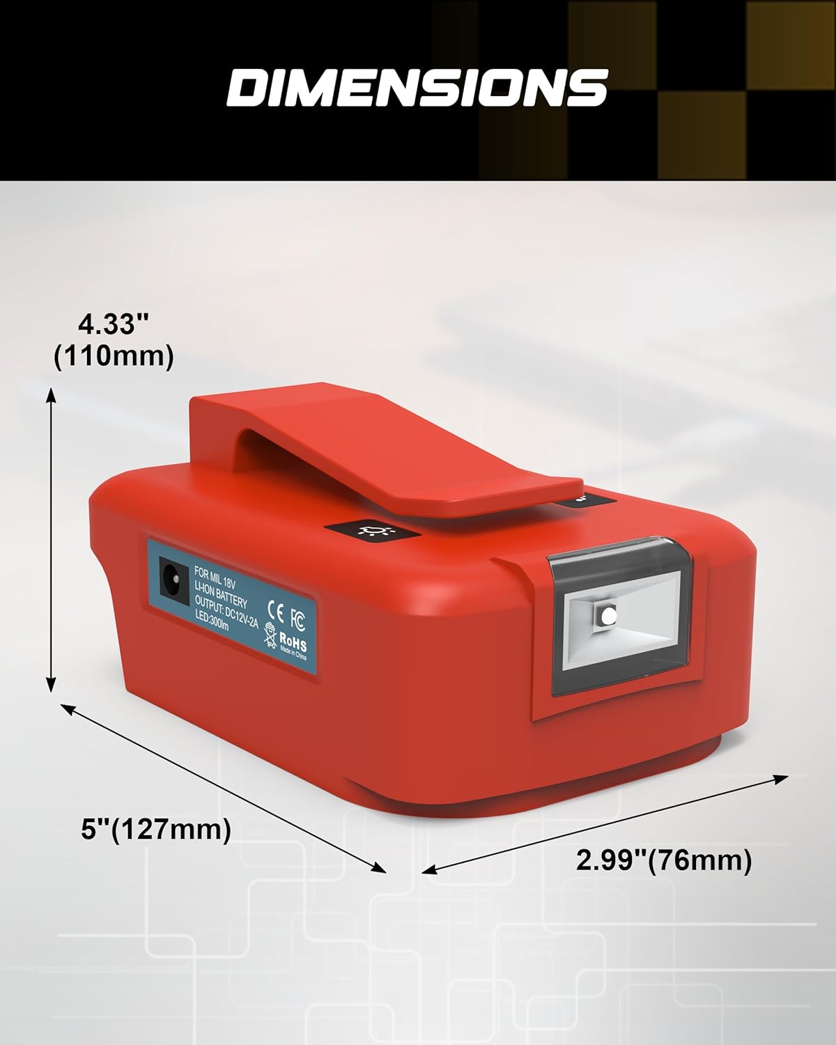 RETRUE Battery USB Charger Adapter for Milwaukee 18V MAX Battery Generator Power Converter with USB Charger Type C and LED Lights for Work RV Camping Travel, Tool Only - Image 7
