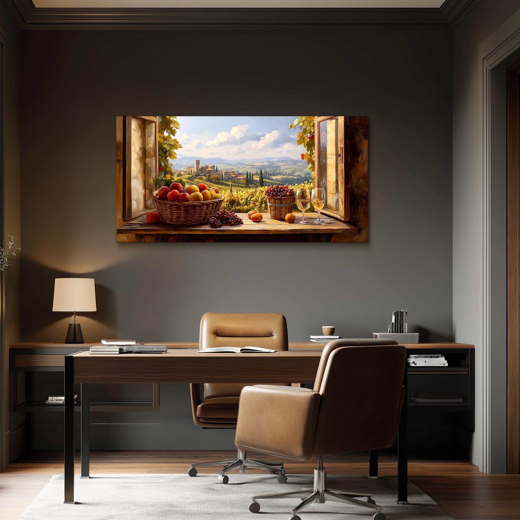 MHARTK66 Quadri Moderni Soggiorno Grandi, 59x119 cm XXL Stampe da Parete Paesaggio Vitivinicolo, Rurale Quadro Camera da Letto Su Tela Decorazioni Parete Sala Da Pranzo Cucina Bagno