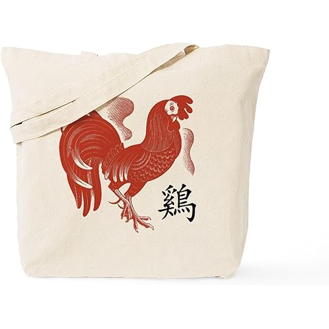 CafePress Chinese Zodiac Rooster Papercut Tote Bag Reusable Natural Beige Canvas Shopping Bag