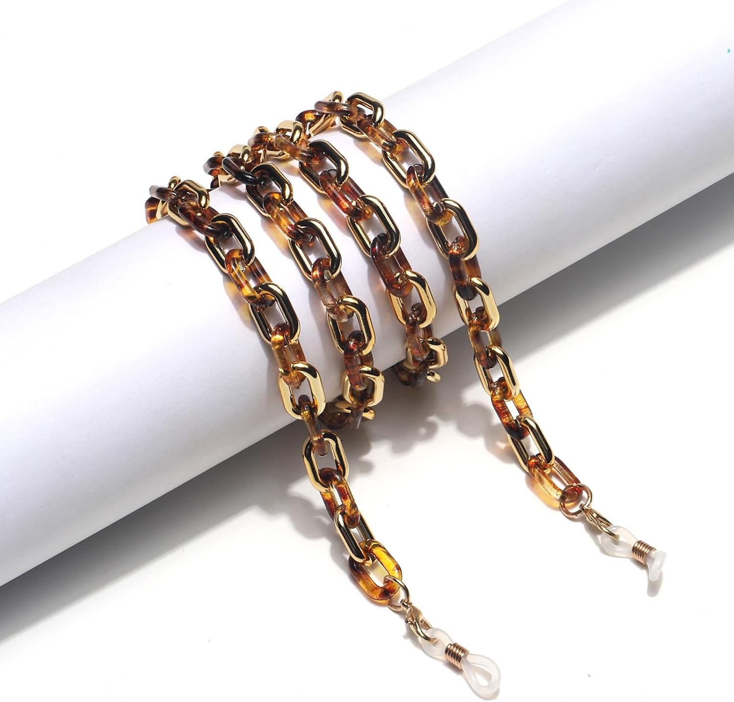 Resin Link Eyeglass Chain Tortoise-Shell Style Sunglasses Holder Wide Trendy Necklace Strap for Daily Travel