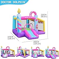 Vista 11 de Doctor Dolphin Castillo inflable de salto con túneles para niños pequeños de 3 a 8 años
