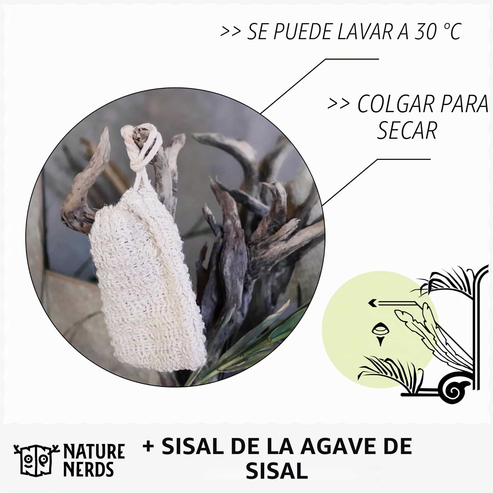 Bolsas de jabón de sisal Juego de 3 – Red de jabón libres de plástico