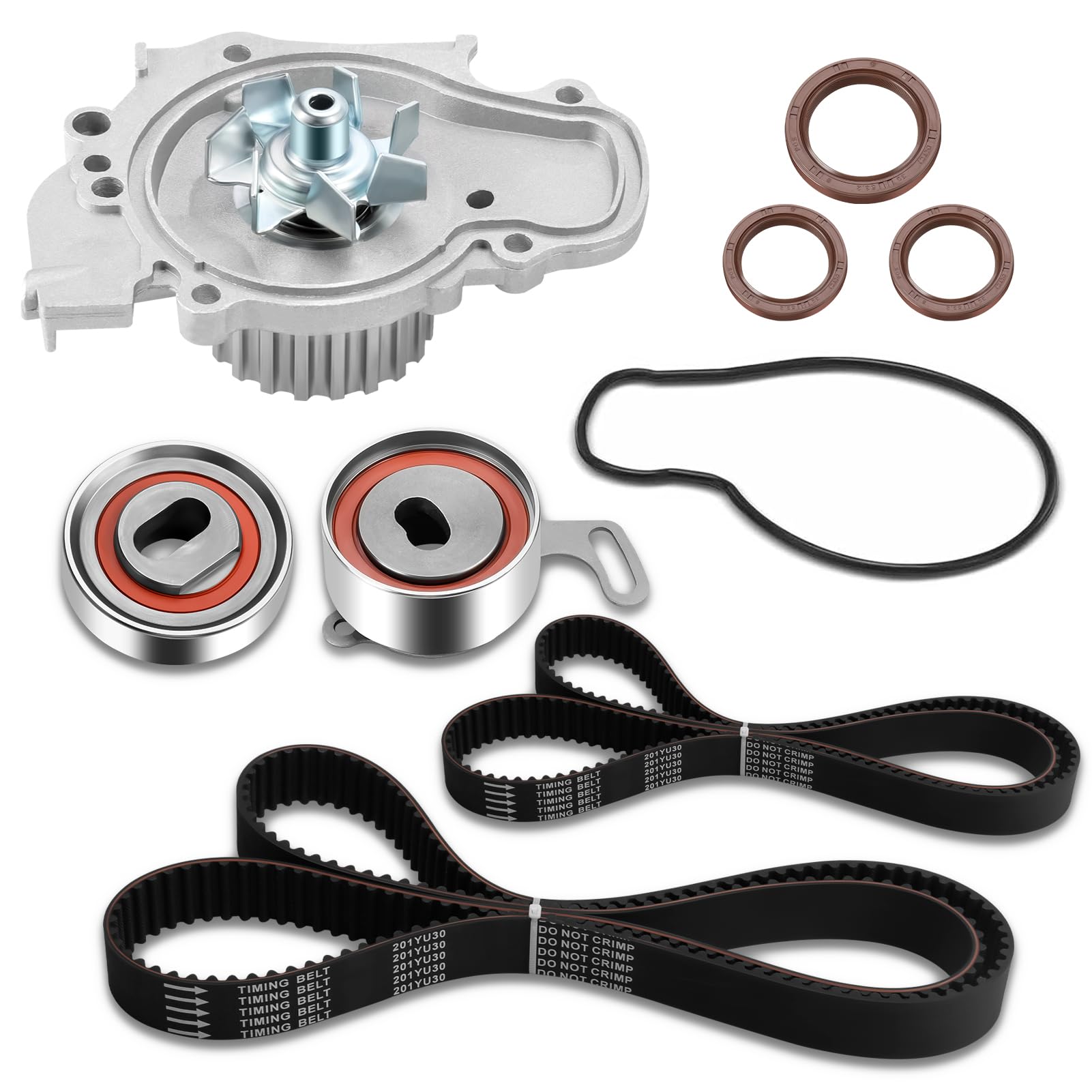 engine timing belt kit with water pump tensioner compatible with 1994-2002 honda accord, 1998 odyssey, 1997-1999 acura cl, 1998-1999 isuzu oasis, 2.2l 2.3l l4 sohc, replace tbk244, tbkwp244