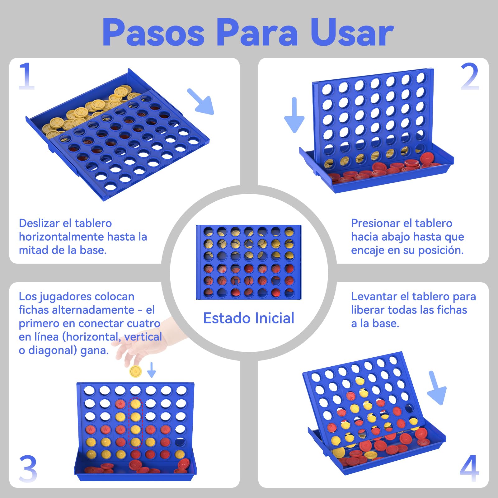 Pup Go 4 en Raya Estándar para Niños de 3 Años+, Ideas, Juego de Mesa Clásico y Familiar, Juguete Estrategia Educativo, Tablero Plegable con 6 Discos de Repuesto
