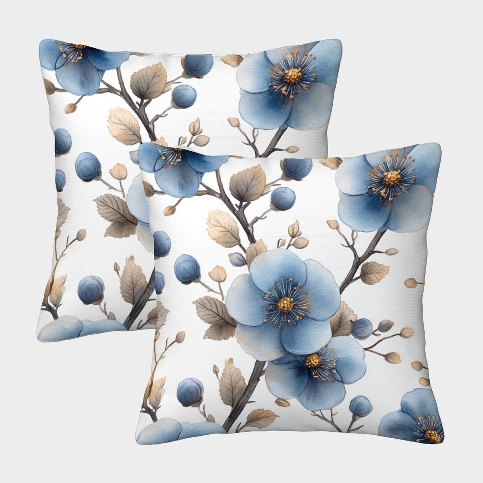 kaiyun 2 Pack Blooming Cherry Blossoms Pillow Case 40x40cm 3D Printing Watercolor Painting Style Cushion Cover,home Decoration Sofa Cushion