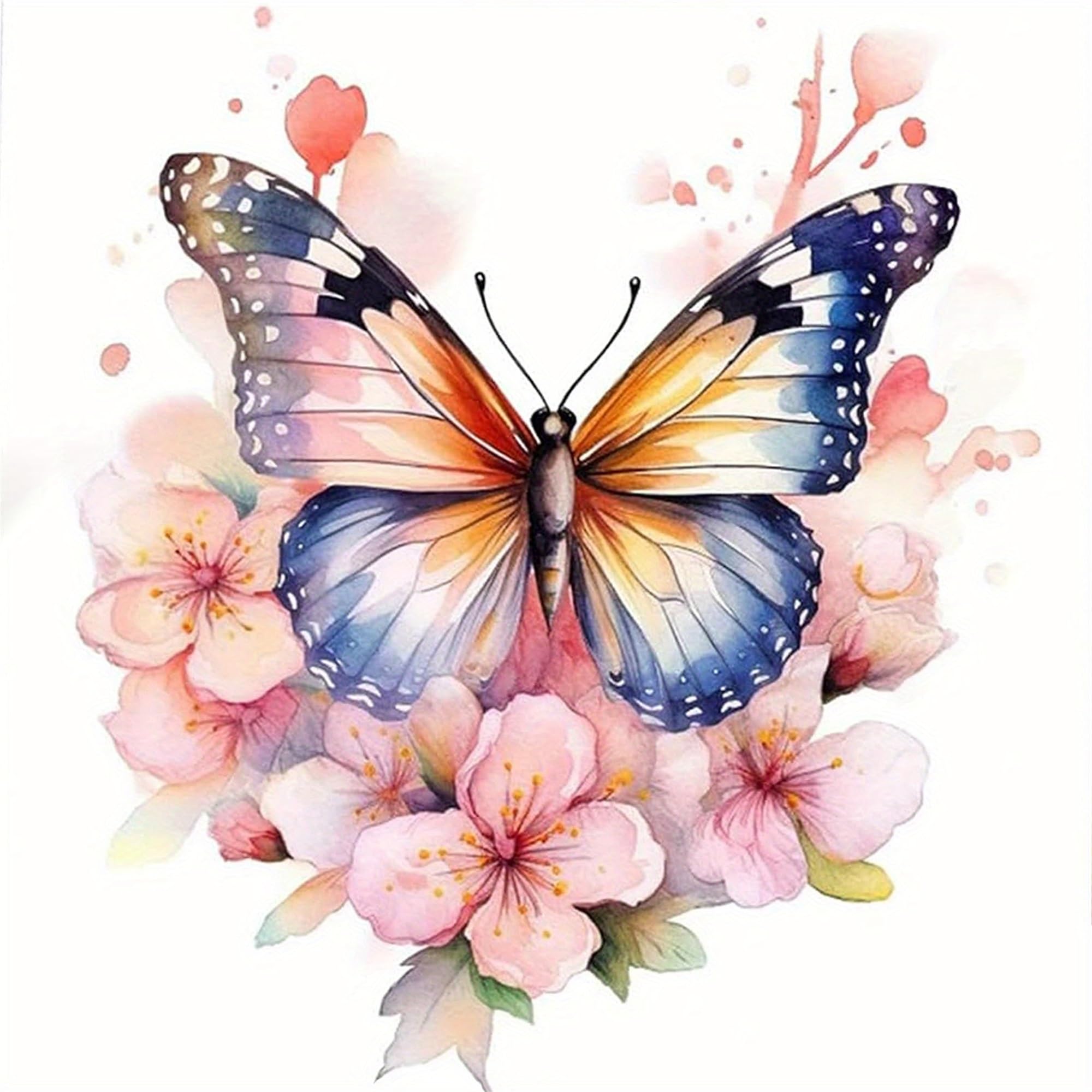 Xiangxujia Butterfly Paint By Numbers Kit For Adults,Frameless Diy Painting Kits On Canvas,Flowers Color By Numbers,Large Frameless Adult Paint By Number For Gifts,Home Wall Decor