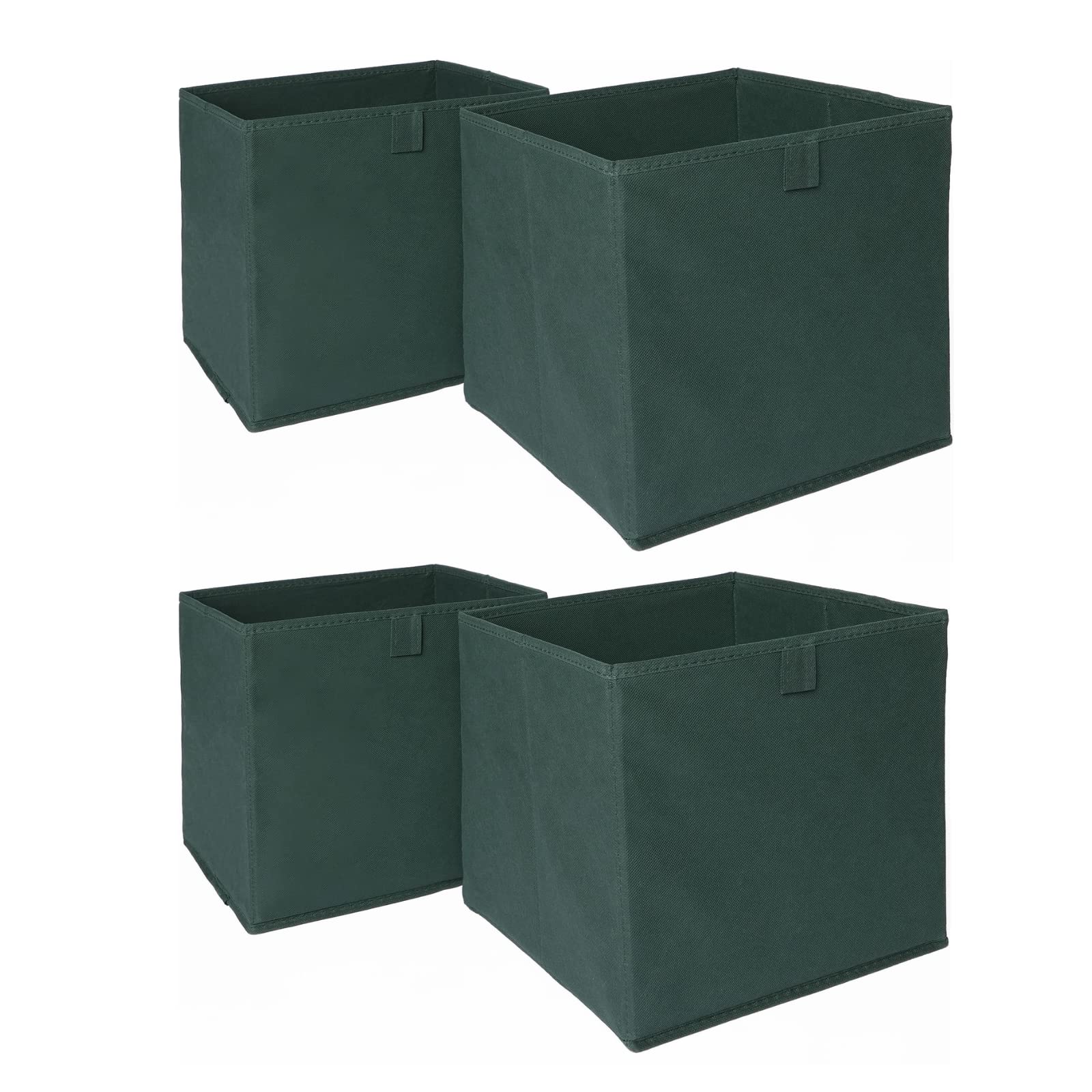 Ohs Forest Green Set Of 4 Fabric Storage Boxes Home Organiser Toys Clothing Bathroom Pop Up Collapsible Foldable Cube Box,