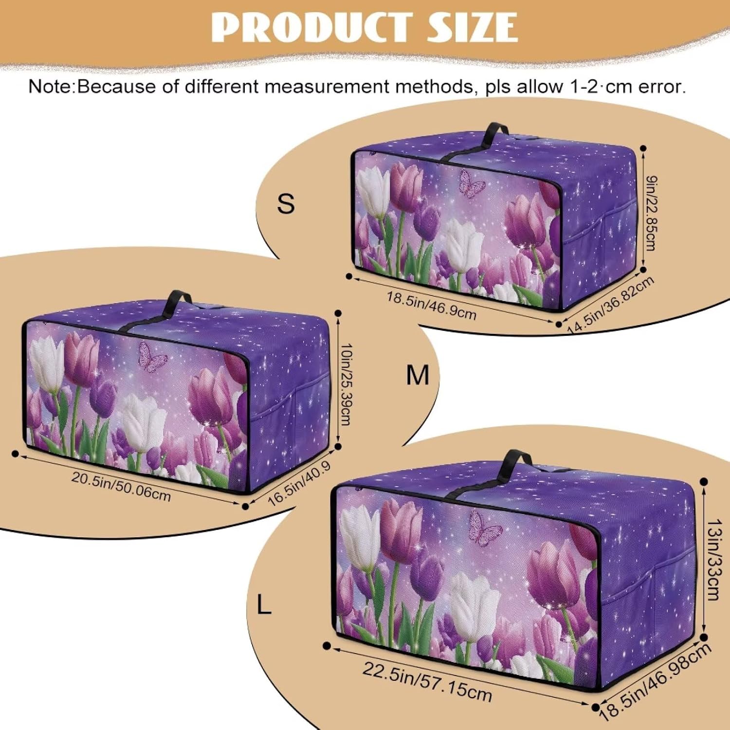 Butterfly Tulip Galaxy Pattern Toaster Oven Cover, Heavy Duty Toaster Oven Cloth Cover Kitchen Accessoires with Storage Pocket Washable Appliance Protection, Medium