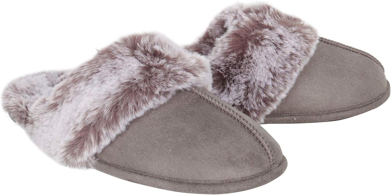 Jessica Simpson womens Comfy Faux Fur House Slipper Scuff Memory Foam Slip on Anti-skid SoleSlipper - Image 5
