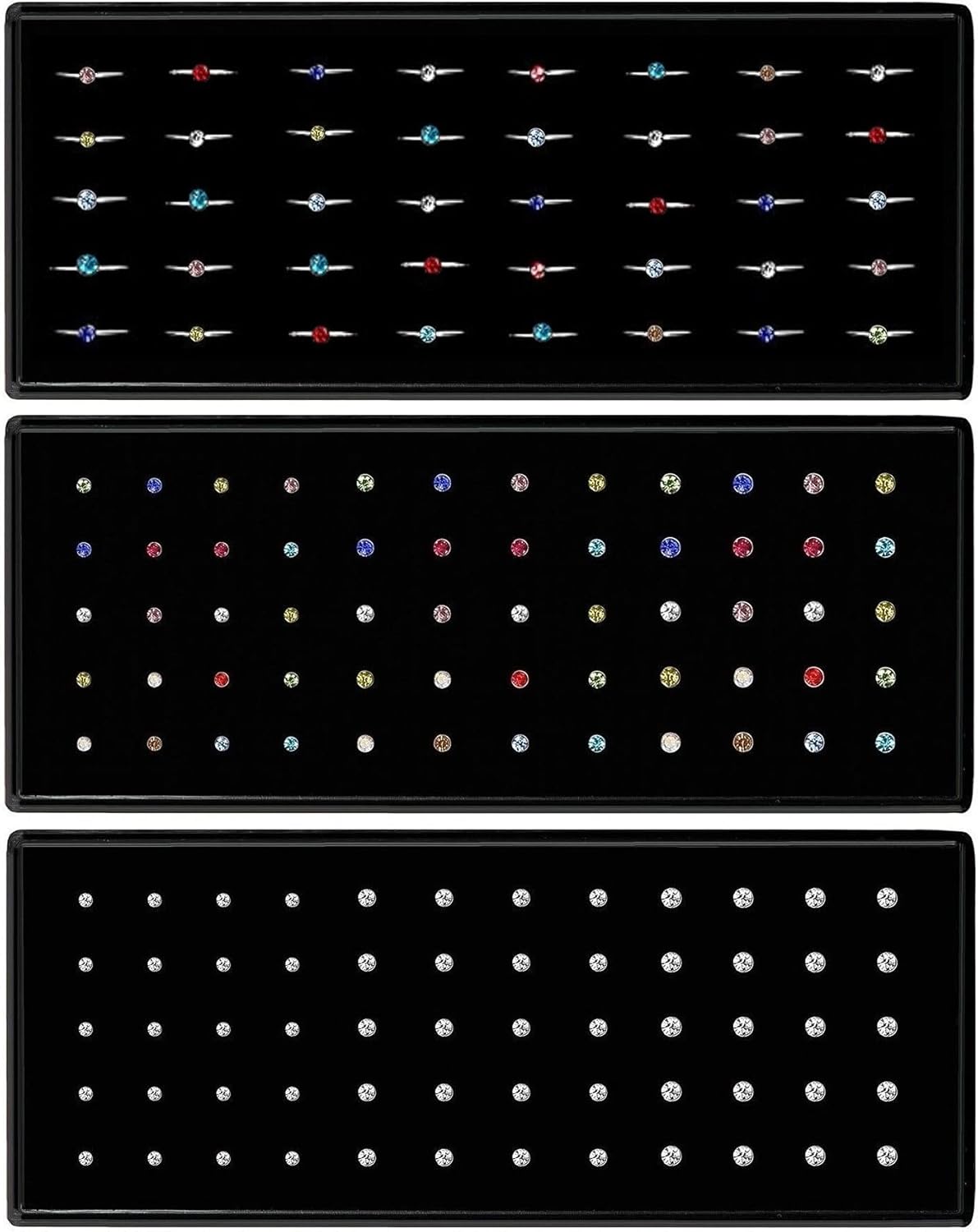 OMAIGAR 3 Boxes 120 Pcs Nose Rings Studs 40 Pcs Nose Rings Hoops, Stainless Steel Nose Piercings Body Jewelry, Ideal Gift with Cute Package