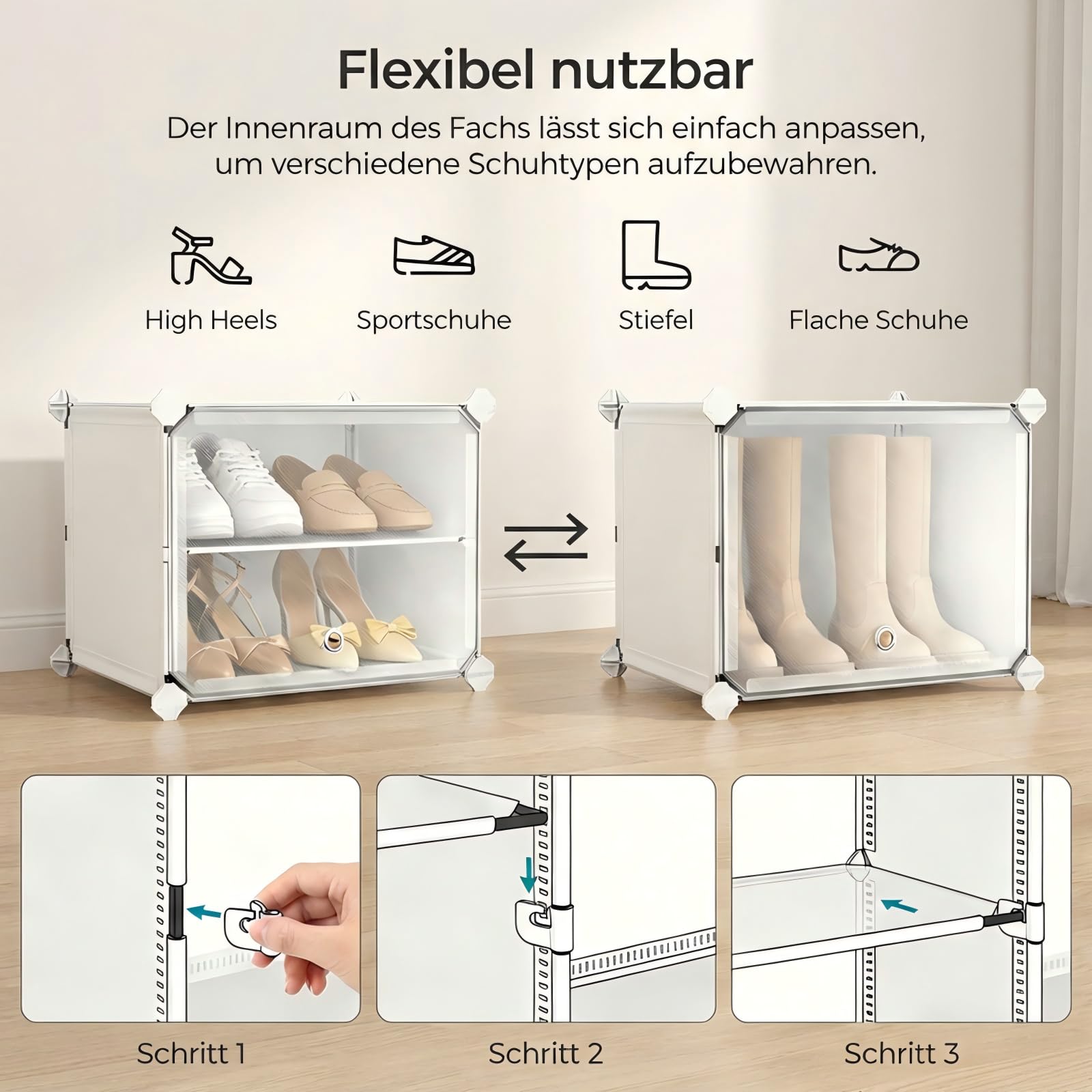 Schuhregal, Schuhschrank mit 20 Fächern, schuhregal hoch und schmal, schuhregal weiß, schuhschrank hoch geschlossen für Garderobe Flur Schlafzimmer Eingang, DIY anpassbar