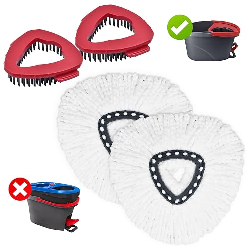 Mop Heads Replacements for Ocedar, Mop Replace Head for O Cedar, Spin Mop Replacement Head for Ocedar Easy Wring 1 Tank System, Mop Heads Include 2 Pack Spin Mop Refills and 2 Pack Scrubber Mop Head