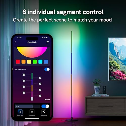 Miniatura 2 de RGBWIC Aura - Lámpara de pie ambiental, 1000 lúmenes, lámpara de pie LED inteligente de metal con 16 millones de iluminación ambiental que cambia de