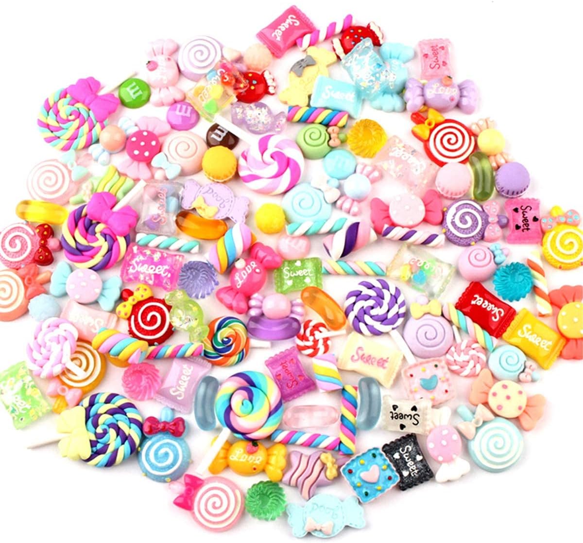 STUDYY 100 Pcs Candy Slime Charms Cute Set Mixed Resin Sweets Flatback Slime Making Supplies for DIY Craft Making and Ornamen DIY Scrapbooking