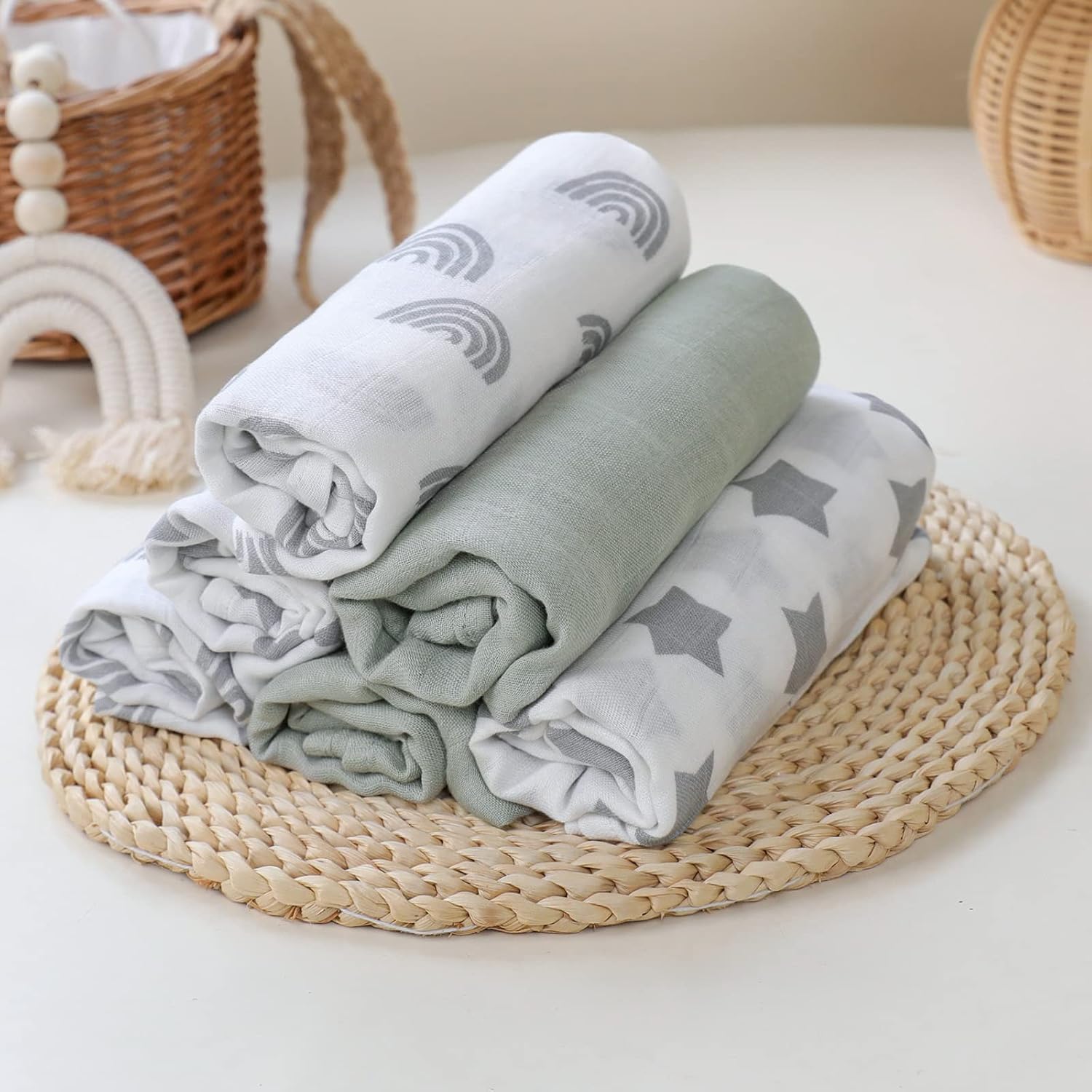 GLLQUEN BABY Muslin Squares Cloth for Baby 6pack 70cm x 70cm Cotton Burp Cloths for Newborn Absorbent & Breathable and Ideal to Clean - Image 3