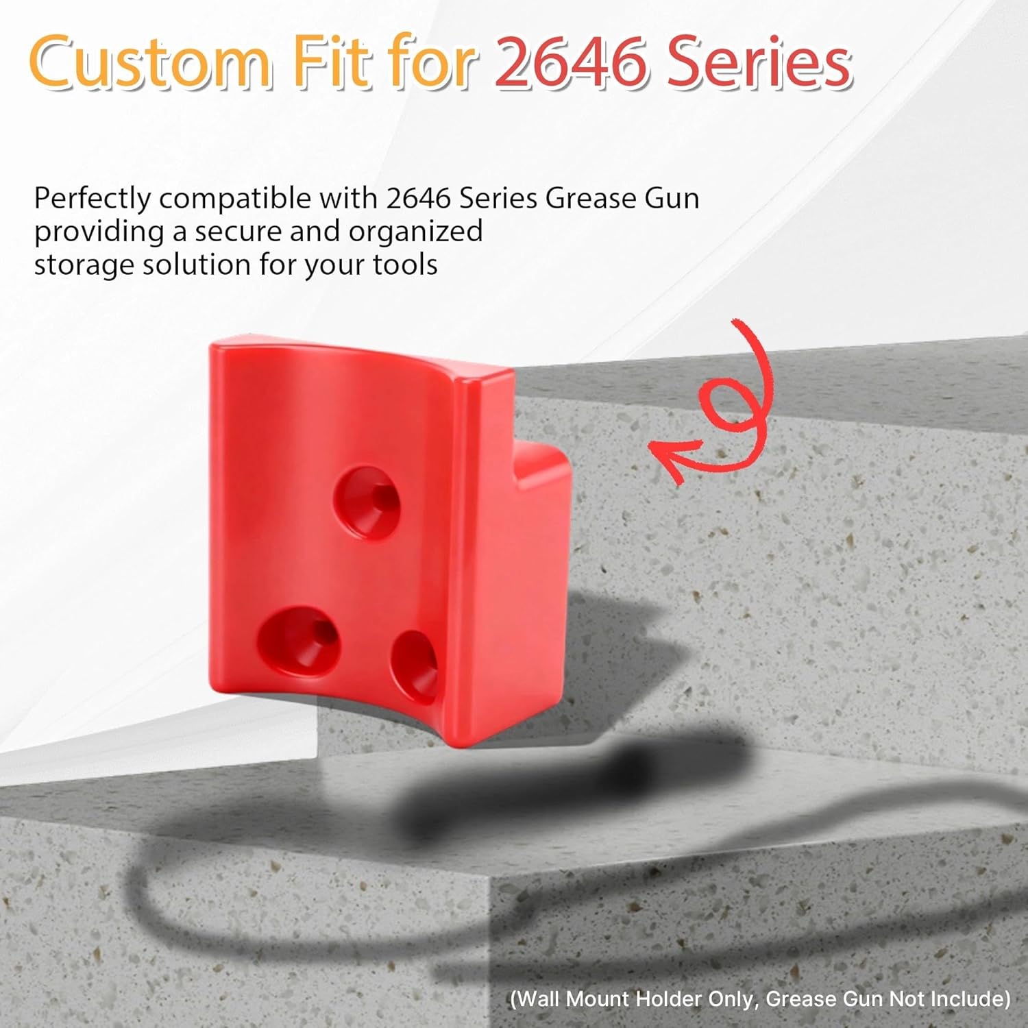 4 Pack Grease Gun Holder Wall Mount Hanger Compatible with 2646 Series Grease Gun — Plastic Wall Mount Holder Bracket for Grease Gum, Includes Screws, Red