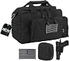 DO MORE & BE MORE Gun Case Bag Small | Tactical 2-Pistol Bag Handgun Duffle Bag with Lockable Zipper for Shooting Range Outdoor Hunting | US Flag Patch MOLLE Pouch Universal Holster Included